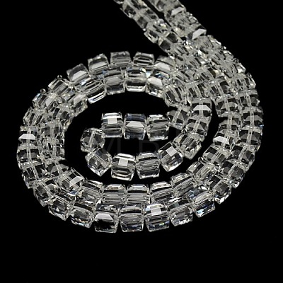 Faceted Cube Shaped Crystal Glass Beads Strands GLAA-F008-F01-1