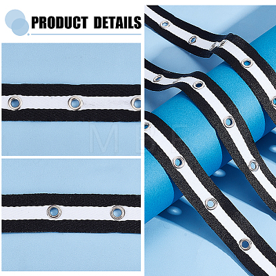 Flat Nylon Striped Ribbons with Silver Color Plated Eyelets OCOR-WH0082-68-1