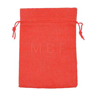 Polyester Imitation Burlap Packing Pouches Drawstring Bags ABAG-R004-18x13cm-01-1