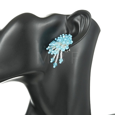 Glass Seed Braided Beaded Flower Stud Earrings EJEW-MZ00736-1
