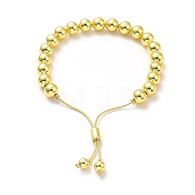 Rack Plating Brass Round Bead Slider Bracelets for Women BJEW-M232-01G-C-1