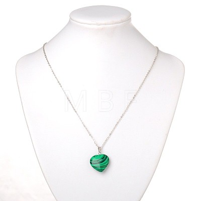 Gemstone Heart Pendant Necklaces NJEW-JN00819-1