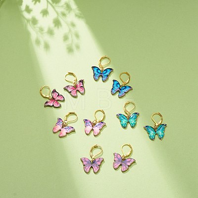 Alloy Enamel Butterfly Dangle Leverback Earrings EJEW-JE05045-1