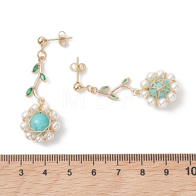 4 Pairs Flower 304 Stainless Steel Cubic Zirconia Dangle Stud Earrings EJEW-TA00800-1