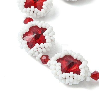 MIYUKI Glass Seed & Lampwork & Rhinestone Braided Star Link Chain Bracelets BJEW-MZ00038-02-1