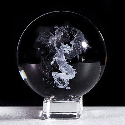 Inner Carving Dragon Glass Crystal Ball Diaplay Decoration PW-WG97B81-01-1