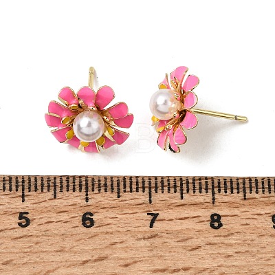 Brass Enamel Stud Earrings KK-CBA8324-27G-03-1