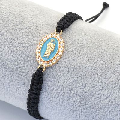 Religion Alloy Rhinestone and Enamel Link Bracelets FS-WG5574D-04-1