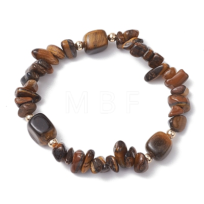 Natural Mixed Stone Chip & Cuboid Beaded Stretch Bracelets for Women BJEW-JB10808-1