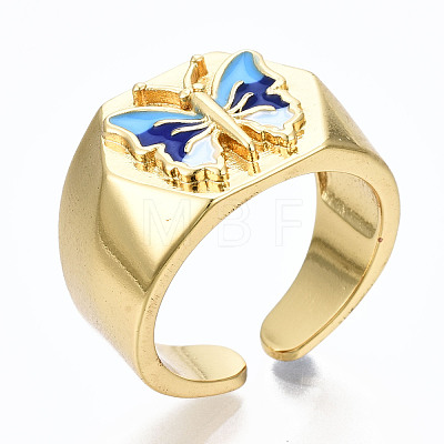 (Jewelry Parties Factory Sale)Brass Enamel Cuff Rings RJEW-S045-074-NR-1