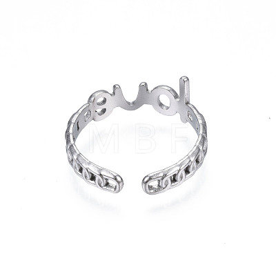 304 Stainless Steel Word Love Open Cuff Ring for Women RJEW-S405-262P-1