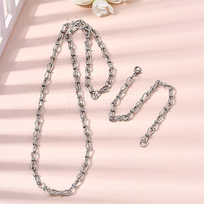 304 Stainless Steel Link Chain Bracelet & Necklace Jewelry Sets SJEW-L199-10P-1