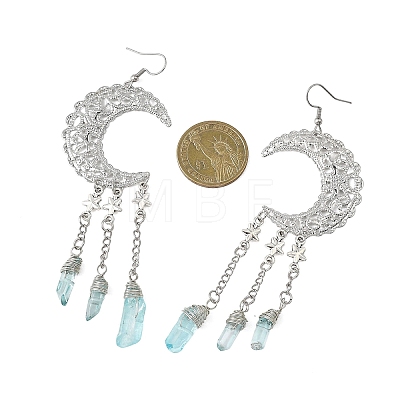 2 Pairs Moon Natural Quartz Crystal Dangle Earrings EJEW-JE06765-1