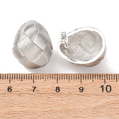 Woven Oval Brass Stud Earrings EJEW-D351-06P-1
