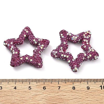 Star Shape Polymer Clay Rhinestone Beads CLAY-NH0001-06O-1