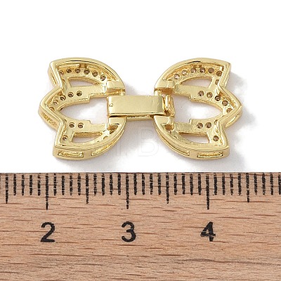 Rack Plating Brass Micro Pave Clear Cubic Zirconia Fold Over Clasps KK-NH0002-02G-1