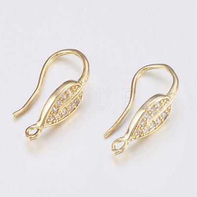 Brass Micro Pave Cubic Zirconia Earring Hooks ZIRC-K075-38G-1