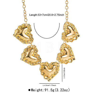 Alloy Textured Heart Bib Necklaces for Women WGBCDDA-01-1