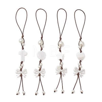 4Pcs Shell & Glass Pearl  Hanging Ornaments HJEW-TA00425-1
