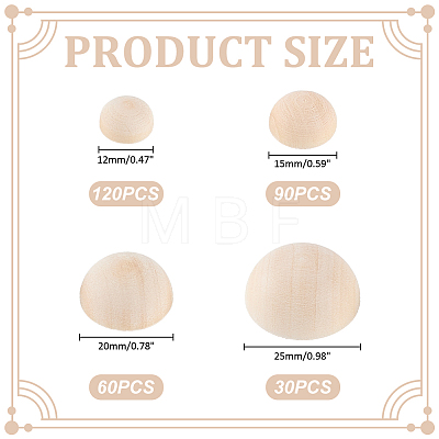 300Pcs Wood Cabochons WOOD-ME0001-24-1