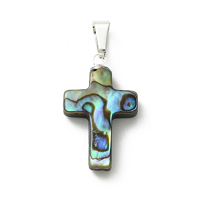 Natural Abalone Shell/Paua Shell Pendants PALLOY-JF05394-1