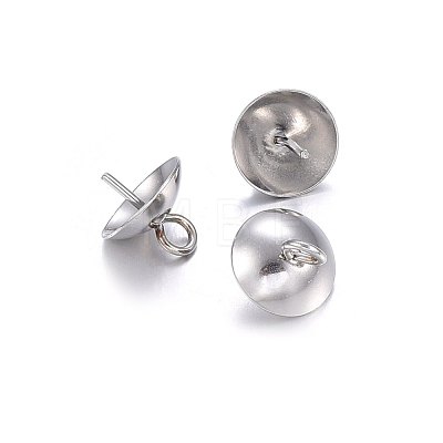 201 Stainless Steel Cup Pearl Peg Bails Pin Pendants STAS-O107-16P-1