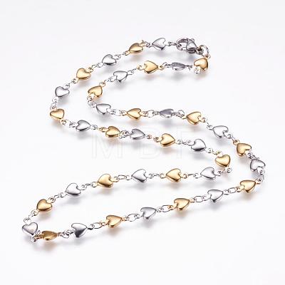 Ion Plating(IP) 304 Stainless Steel Chain Necklaces STAS-P164-11GP-1