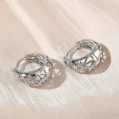 Hollow Triangle Brass Micro Pave Clear Cubic Zirconia Hoop Earrings EJEW-G452-04P-1