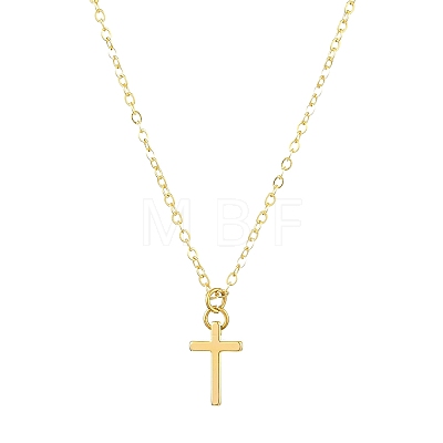 Brass Cross Pendants Necklace for Women NJEW-JN04911-01-1