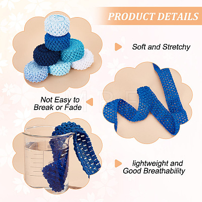 14M 7 Style Blue Series Elastic Crochet Headband Ribbon OCOR-BC0005-36-1