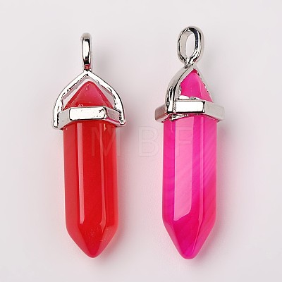 Natural Agate Double Terminated Pointed Pendants G-F295-05H-1