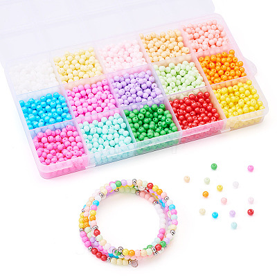2400Pcs 15 Colors Opaque Baking Paint Glass Beads DGLA-TA0001-25-1