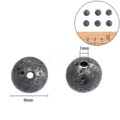 Electroplated Natural Lava Rock Beads G-NB0001-91B-1