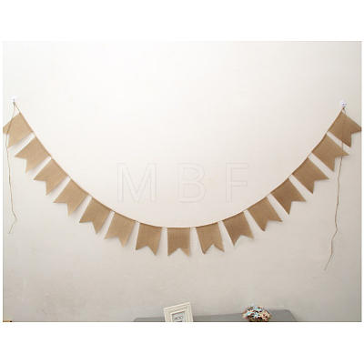 Birthday Party Jute Burlap Flags Banner AJEW-WH0023-09-1