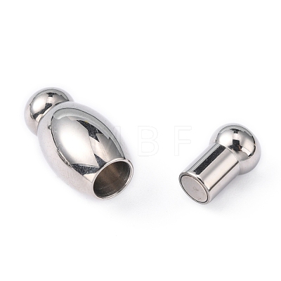 Smooth 304 Stainless Steel Magnetic Clasps with Glue-in Ends STAS-D008-1-1