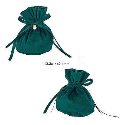 Velvet Jewelry Bags with Drawstring & Plastic Imitation Pearl TP-CJC0001-03B-1