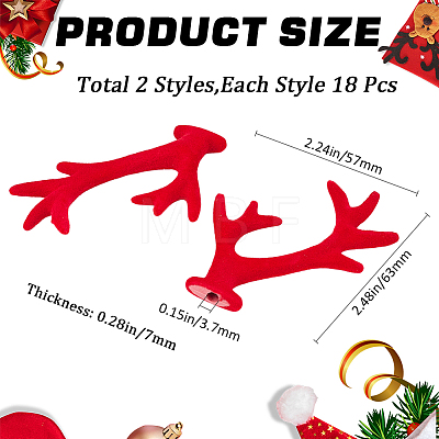 36Pcs 2 Styles Velvet and Plastic Antler Snowman Hand Branch FIND-GF0007-09A-1
