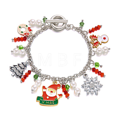 Christmas Alloy Enamel Charm Bracelets PO3722-2-1