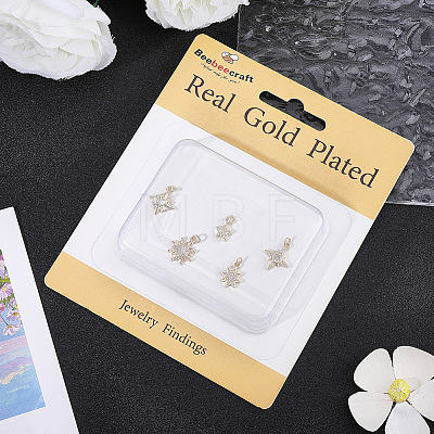 10Pcs 5 Styles Brass Micro Pave Clear Cubic Zirconia Pendants KK-BBC0028-74-1