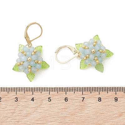 Valentine's Day Flower Natural Malaysian Jade & Glass Seed Beaded Leverback Earrings EJEW-MZ00700-03-1