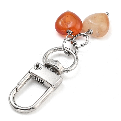 Heart Natural Green Aventurine & Red Agate & Grey Agate & Aquamarine & Howlite & Cherry Quartz Glass Pendant Decoration HJEW-JM02493-1