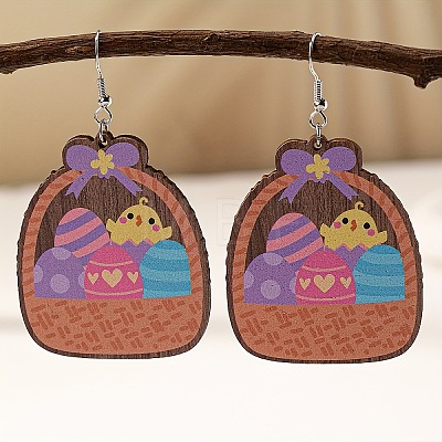 Easter Cartoon Printed Wood Dangle Earrings FS-WG710AE-02-1