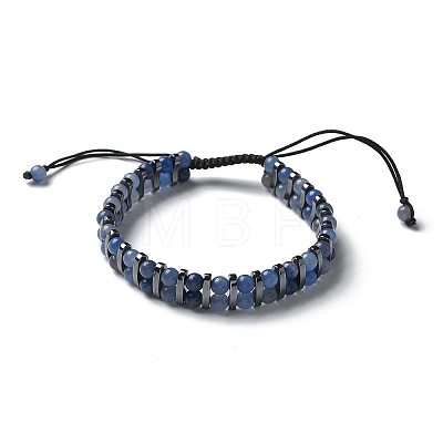 Natural & Synthetic Gemstone and Synthetic Hematite Adjustable Braided Bead Bracelets BJEW-H626-01-1