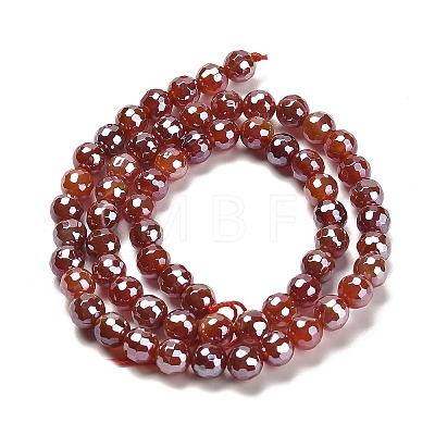 Electroplated Natural Agate Round Beads Strands G-L598-A01-01C-1