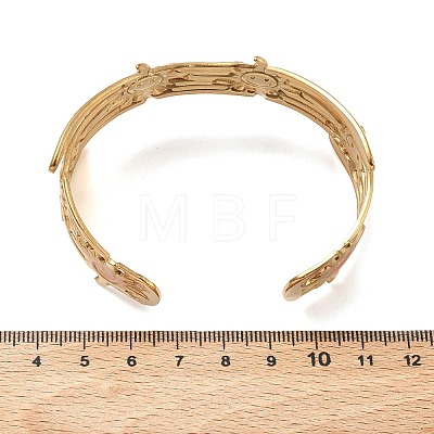 304 Stainless Steel Enamel Cuff Open Bangles for Women BJEW-F542-01G-04-1