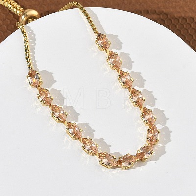 Adjustable Square Brass Micro Pave Cubic Zirconia Link Bracelets KK-D112-01A-G-1