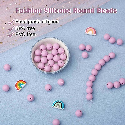 100Pcs Silicone Beads Round Rubber Bead 15MM Loose Spacer Beads for DIY Supplies Jewelry Keychain Making JX462A-1