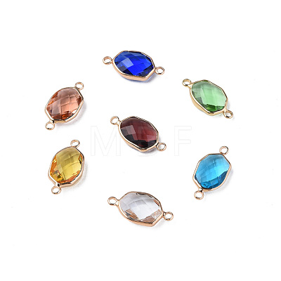 35Pcs 7 Colors K9 Glass Connector Charms GLAA-N038-33-1