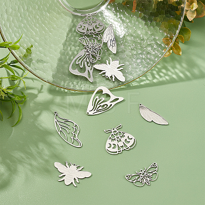 12Pcs 6 Style 201 Stainless Steel Pendants STAS-SC0003-01-1