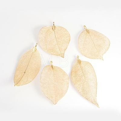 Electroplated Natural Leaf Big Pendants IFIN-Q119-02E-1